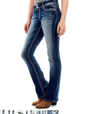Women's Dark Blue Bootcut Jeans - Classic Stretch Denim